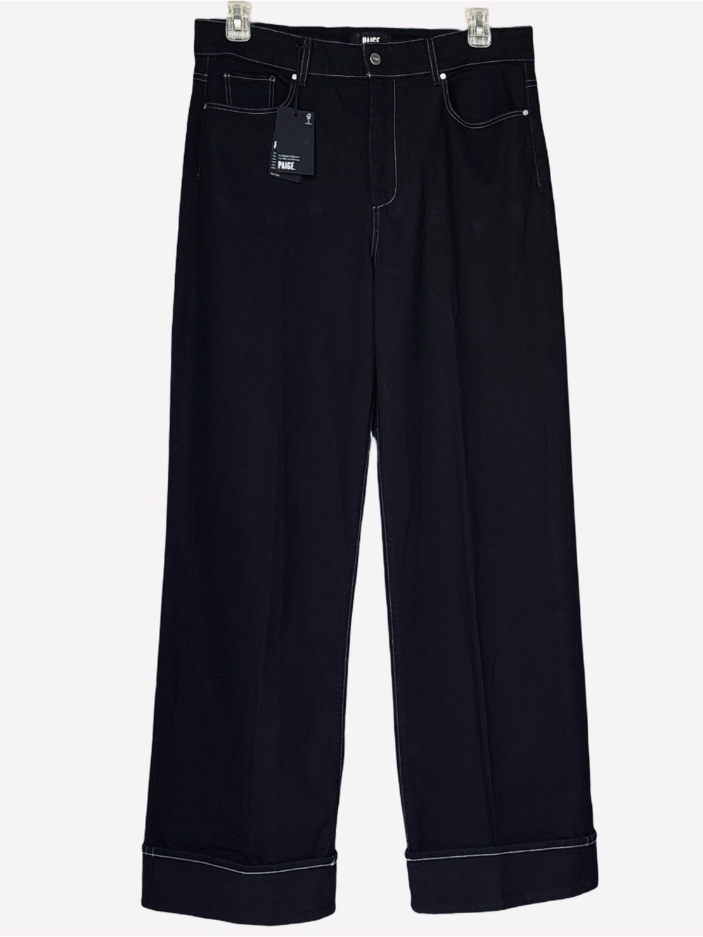 PAIGE Sasha Wide Leg Jeans, Contrast Stitch, Size 33 NWT